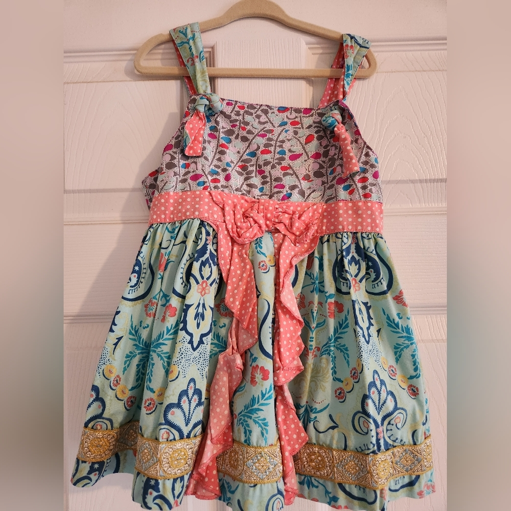 Girls Blue Pink Floral Matilda Jane top, size 6